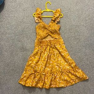 Yellow Floral Dress with cutout